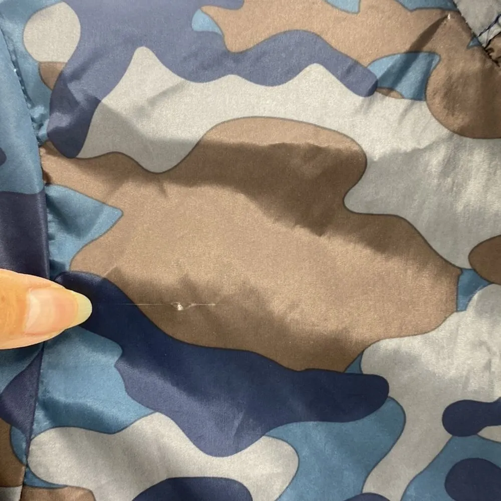 Si Sono blue gray Camouflage hooded boys Rain Jacket lightweight sz M - Image 3