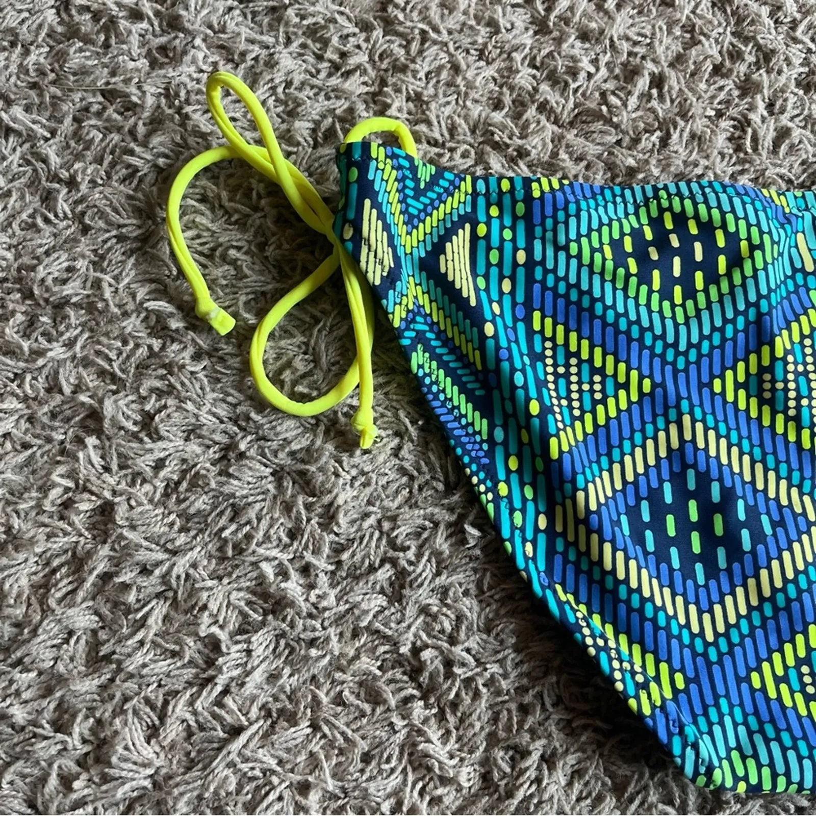 American Eagle Blue / Yellow Printed Swim Bikini Bottom Size Medium - Image 9