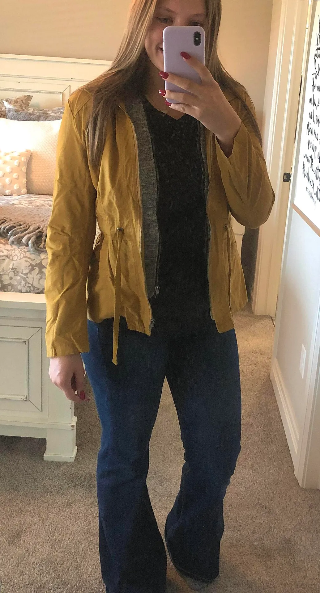 - Mustard Utility Jacket W/ Built in Hoodie Detail - Image 4