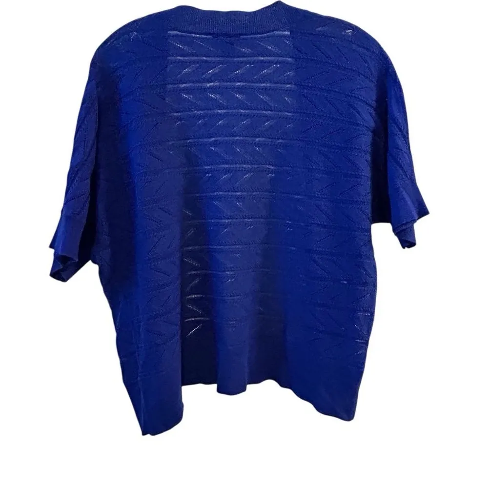 East 5th Women's XL Blue Open Front Cardigan Sweater Casual Short Sleeve - Image 2