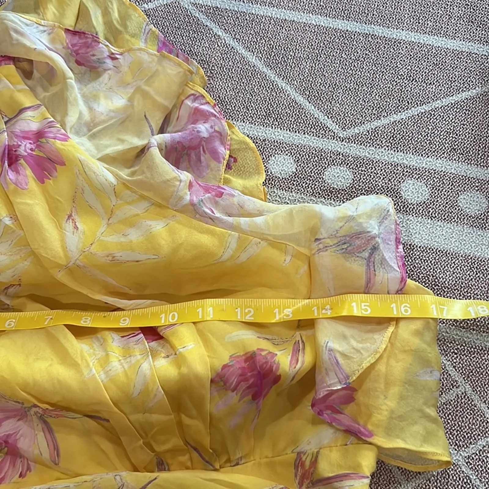 AMUR Vi yellow floral ruffle one shoulder gown 4 - Image 10