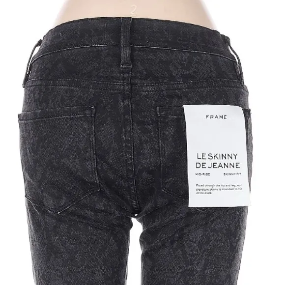 Frame Denim Black Snake Patterned Skinny Jeans NWT - Image 2