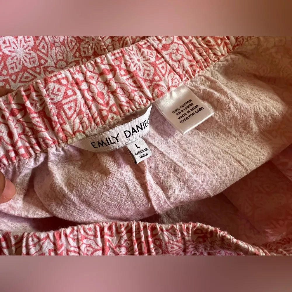 Emily Daniels Pull on Women’s Shorts Elastic‎ Waist Floral Pink 100% Cotton White Size L - Image 13