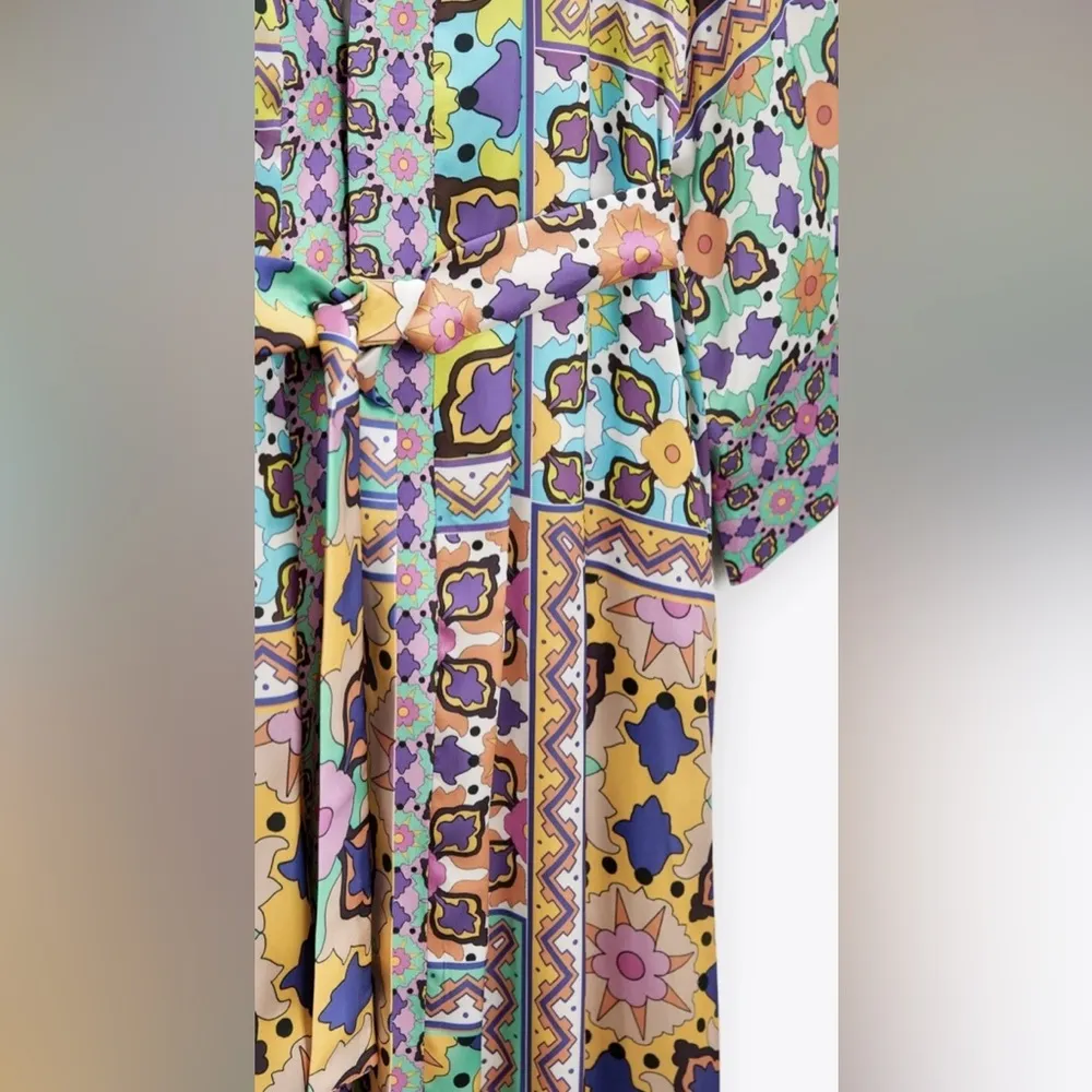 Bloggers Favorite Abstract Multicolored Open Front Belted Kimono Size M NEW - Image 8