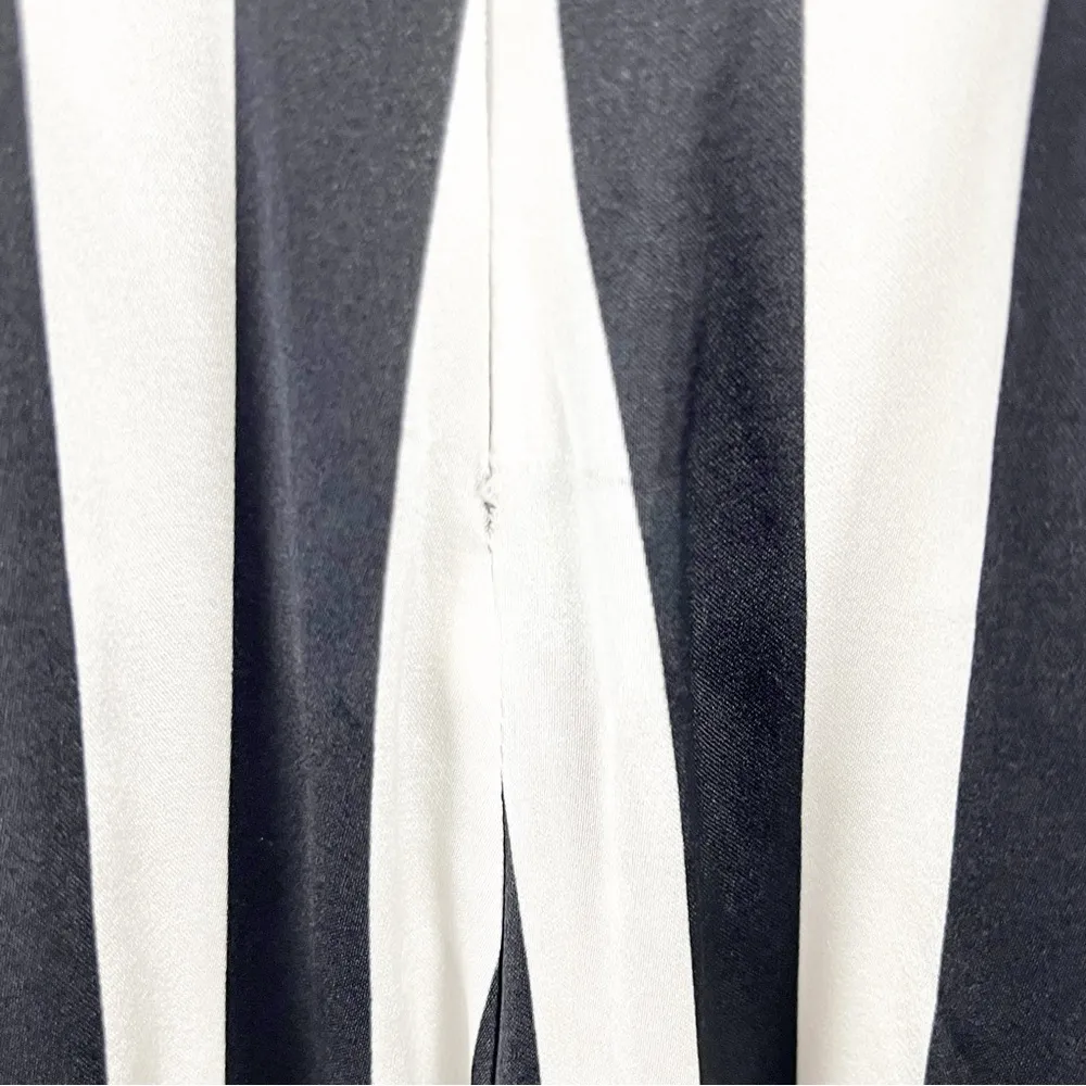 ARTELIER NICOLE MILLER Silk Blend Striped Ruffle Trim High Front Splits Pants 0 - Image 6