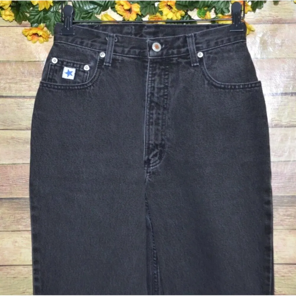 Vintage Rockies Slim Ladies Black Denim Straight Leg Jeans Size 28/7 Long Retro - Image 2