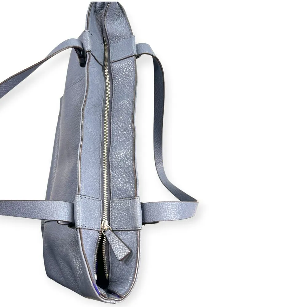 Henri Bendel Large Tote Zipper Shoulder Bag Satchel Gray Leather Lock - Image 7