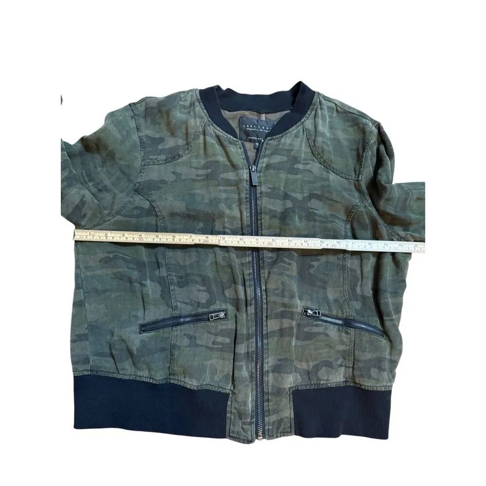Sanctuary Camouflage Bomber Jacket in Mother Nature Camo Linen blend Anthropolog - Image 7