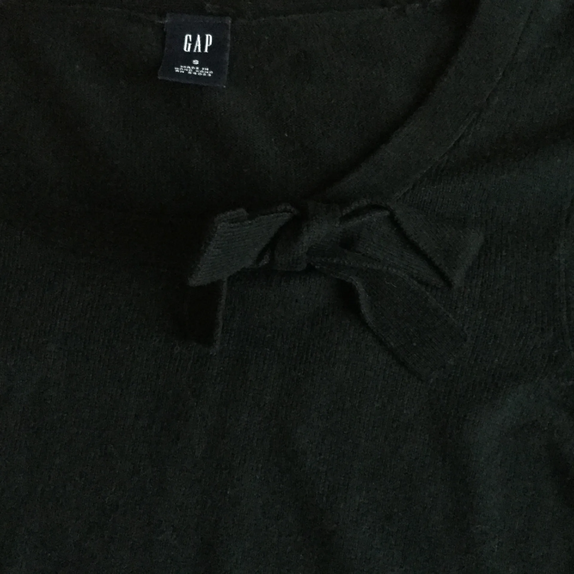 Vintage Sweater w/ Bow Tie Accent Collar Black - Sz S - Image 5