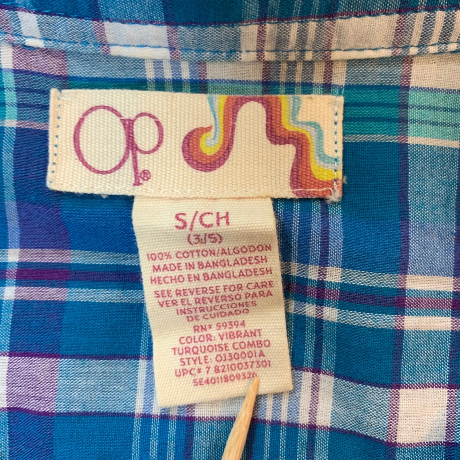 OP Vintage Plaid Button Up Shirt Y2K Skater‎ Girl Womens Small Retro Grunge Blue - Image 3