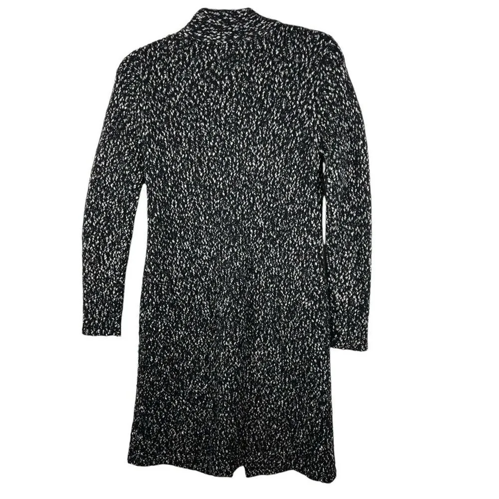 J.McLaughlin Sweater Women's Size XS Black White Marled Knit‎ Long Cardigan Wool - Image 2