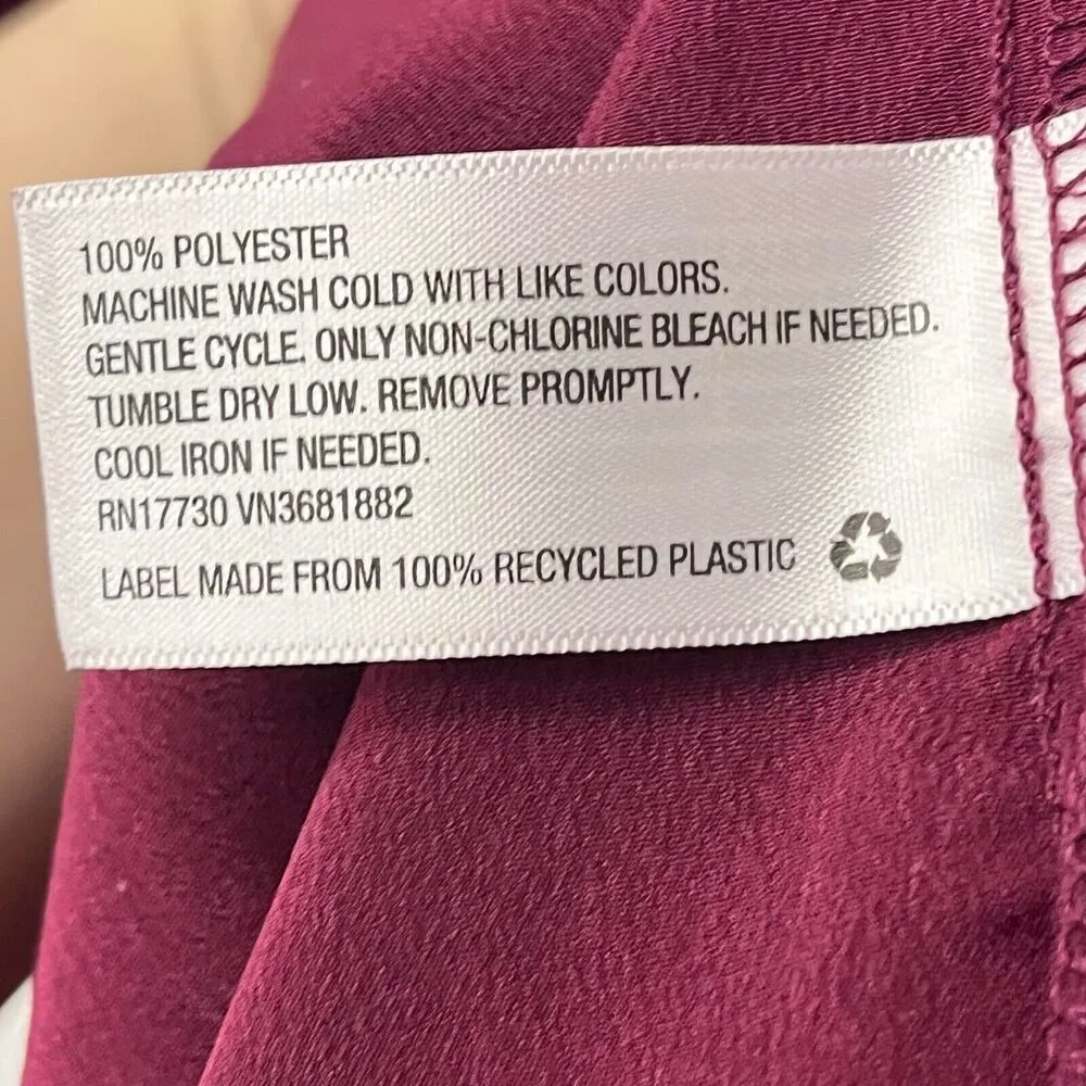 Liz Lange Maternity Women's V-Neck ¾ Sleeve Belted Tunic Mini Dress Sz XS Maroon - Image 6