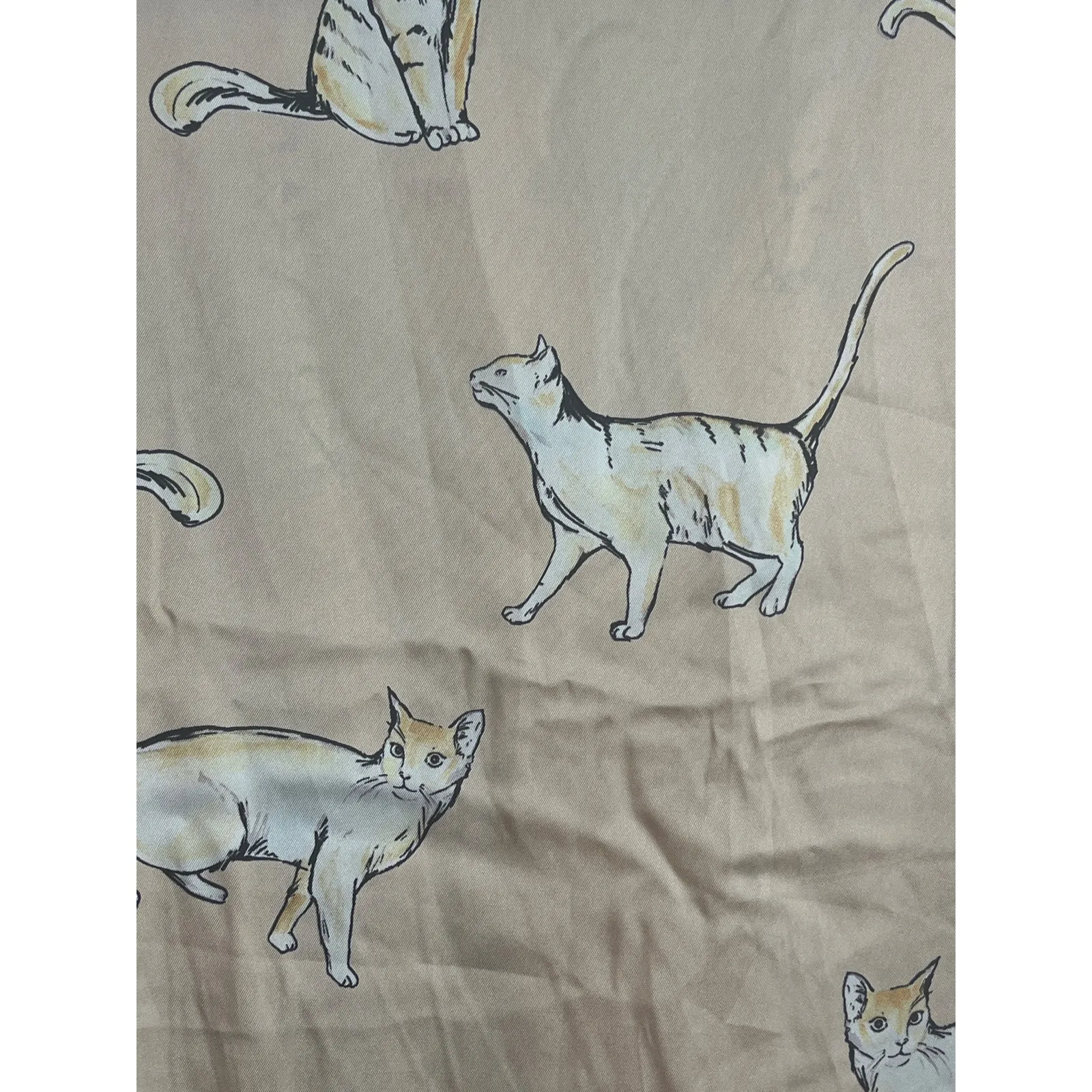Zara cat print silky ‘fashion pajama’ blogger favorite blouse top, size small - Image 9