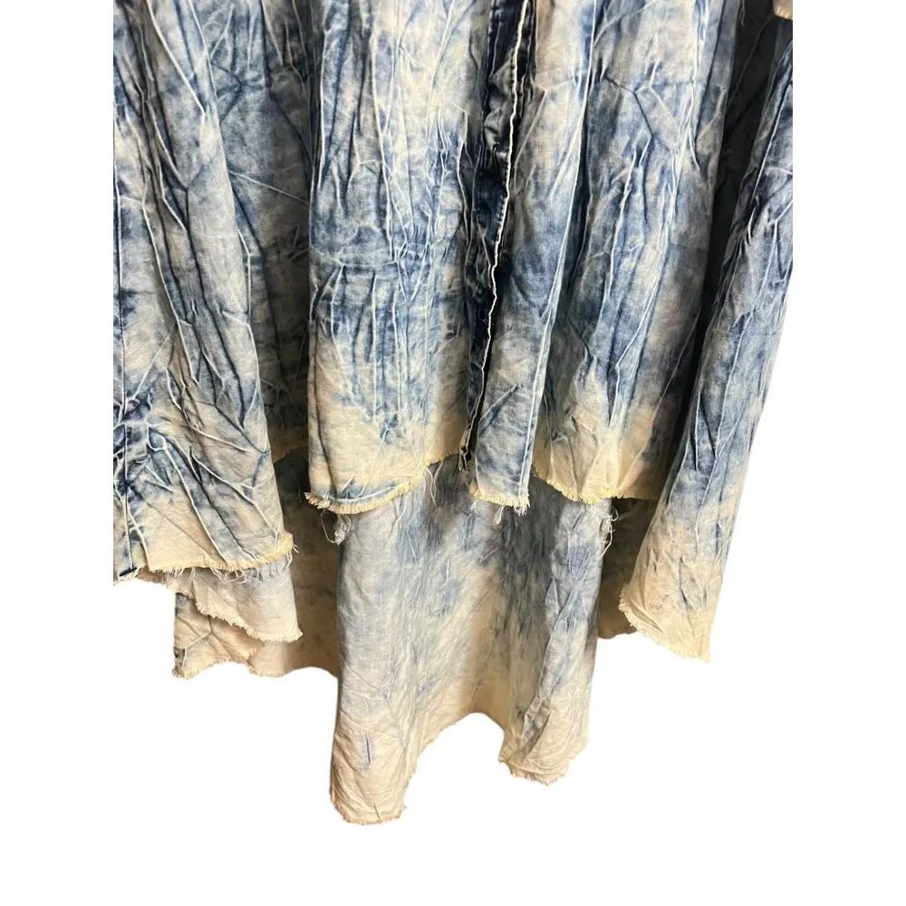 Kroix Dress Womens 1X Yellow Denim Distressed Asymmetrical High Low Layered - Image 4