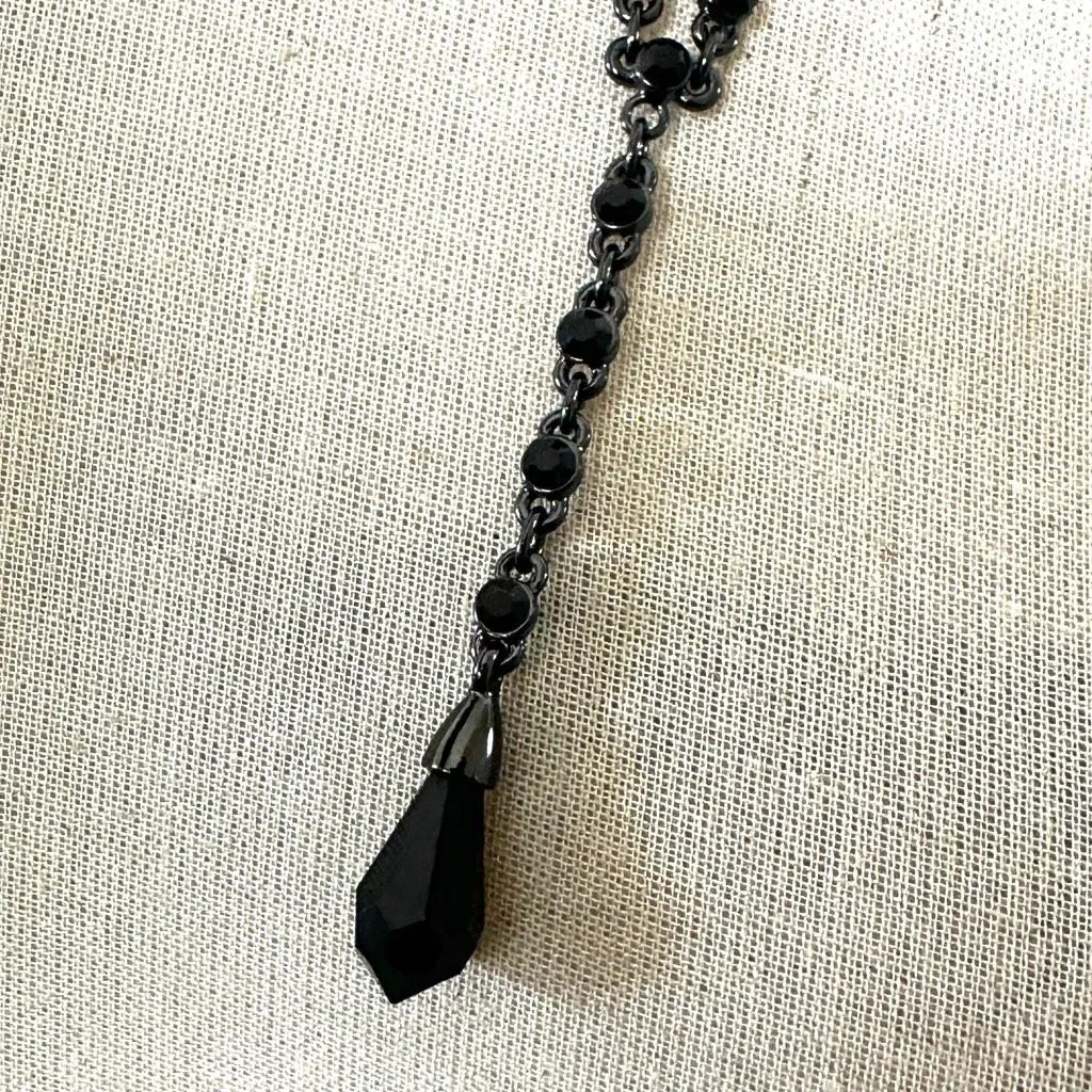 Givenchy Black Crystal Drop Lariat Necklace - Image 8