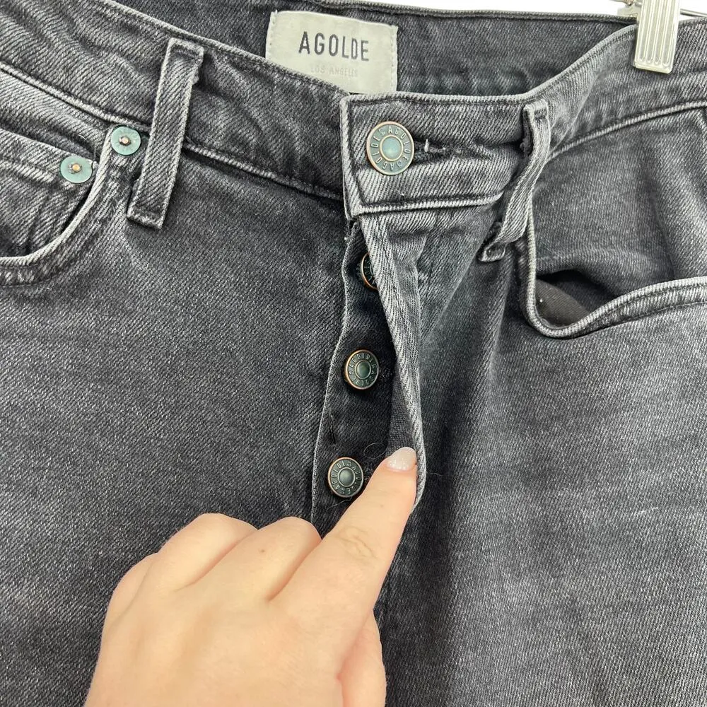 Agolde‎ Nico Jeans High Rise Slim Virtue Wash Stretch Denim Black Grey Size 26 - Image 5