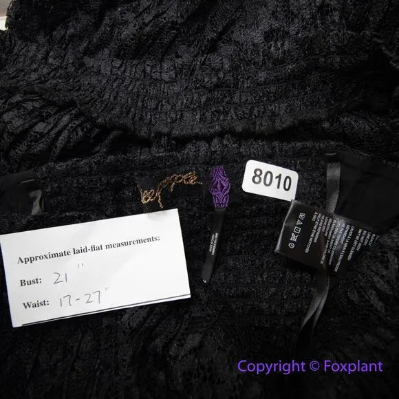 New! Free People One Party Carina Meadow Black Lace‎ Mini Dress Bandeau , size M - Image 15