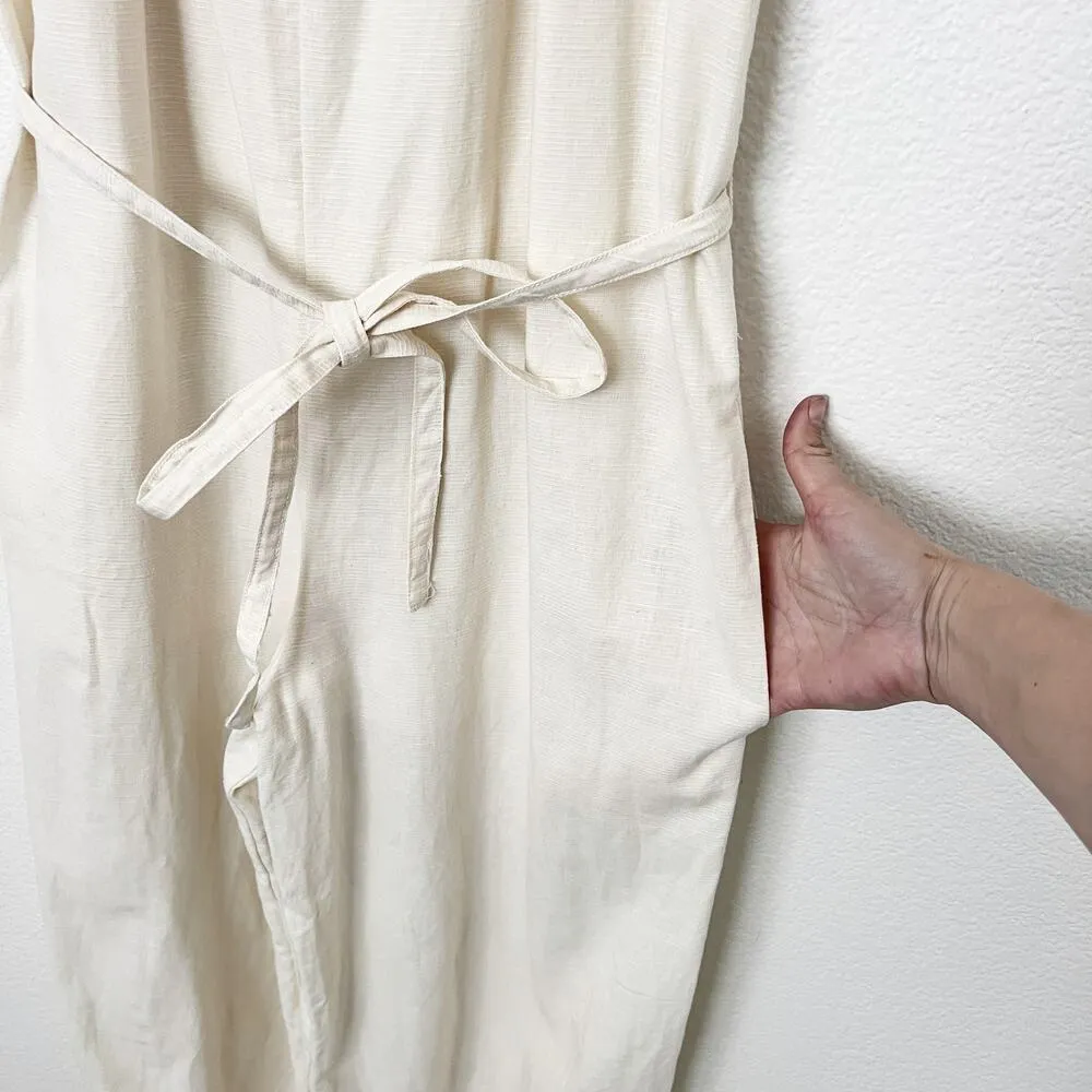 [Urban Outfitters] Cream Linen Blend Open Back Sleeveless Palmer Jumpsuit Sz XS - Image 11