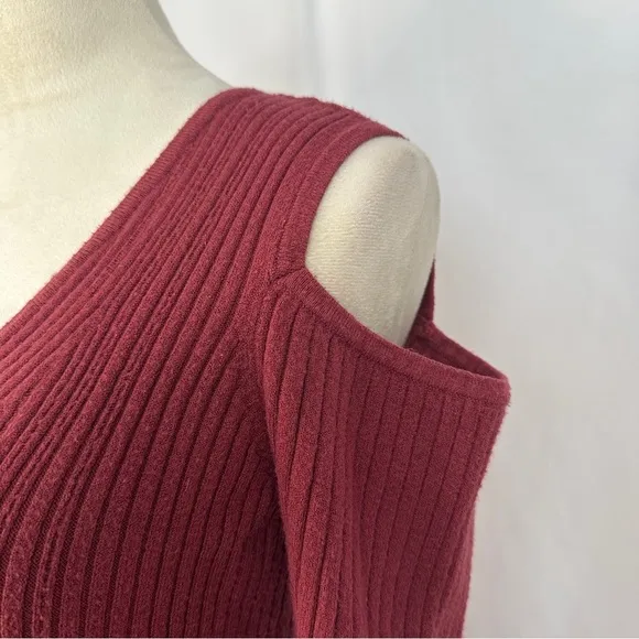 Jessica Simpson Ribbed‎ Midi Dress Junior XL Bodycon Off Shoulder Stretch Red - Image 4