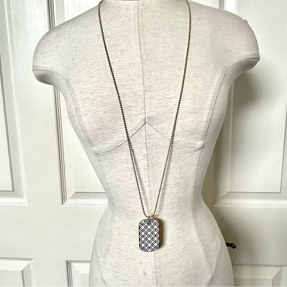 Trina Turk long gold tone dog tag necklace - Image 3