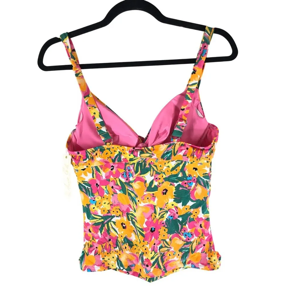 Anne Cole Floral Printed Underwire Twist Tankini Top Colorful 34C/36B - Image 3