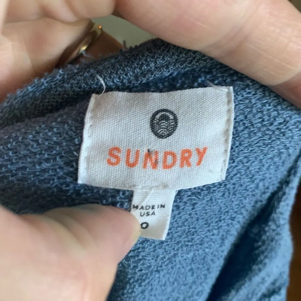 Sundry blue lace up washed denim blue 0/XS pullover hoodie - Image 3