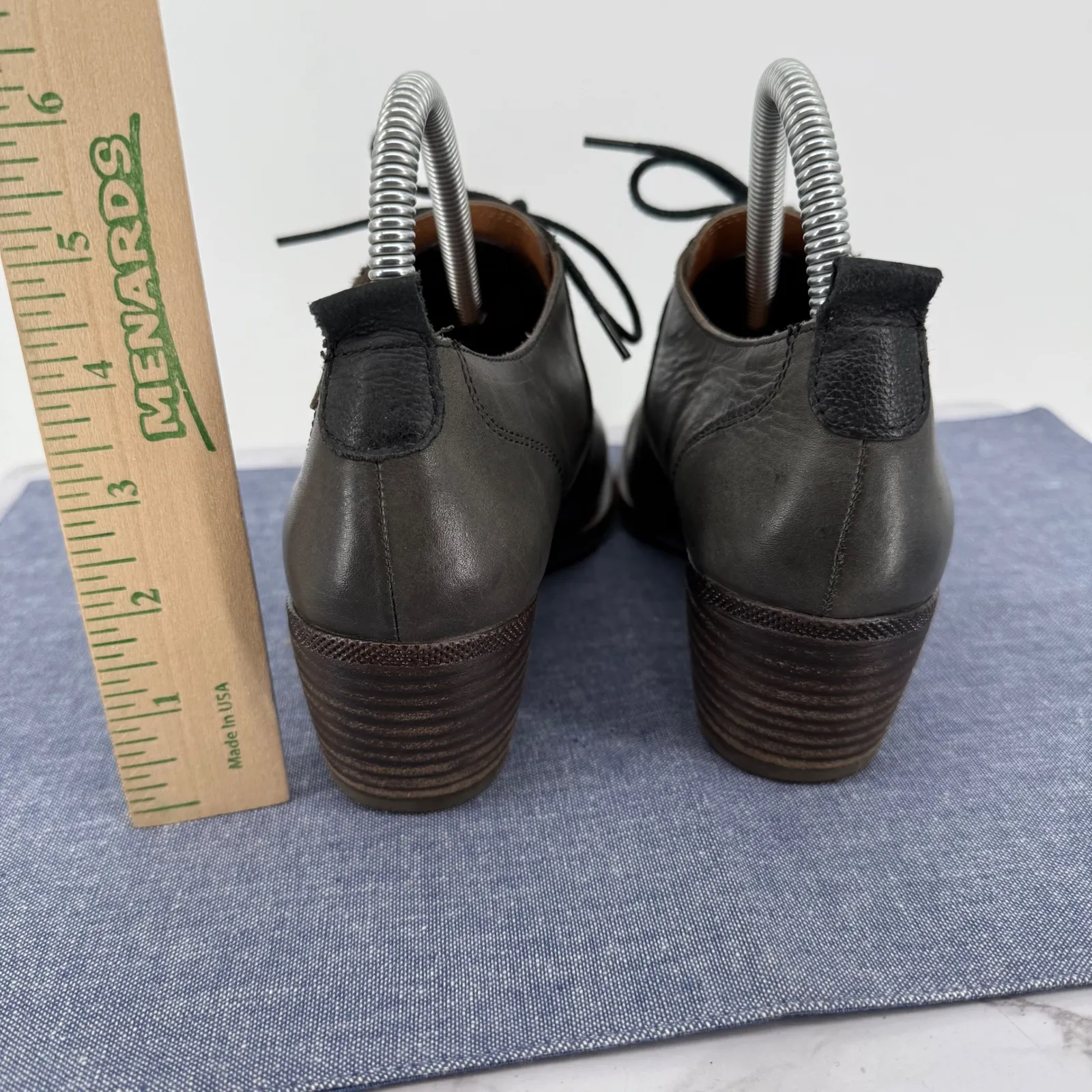 Pikolinos Baqueira Leather Lace Up Oxford Block Heel 8.5 Preppy Retro Gray Goth - Image 3