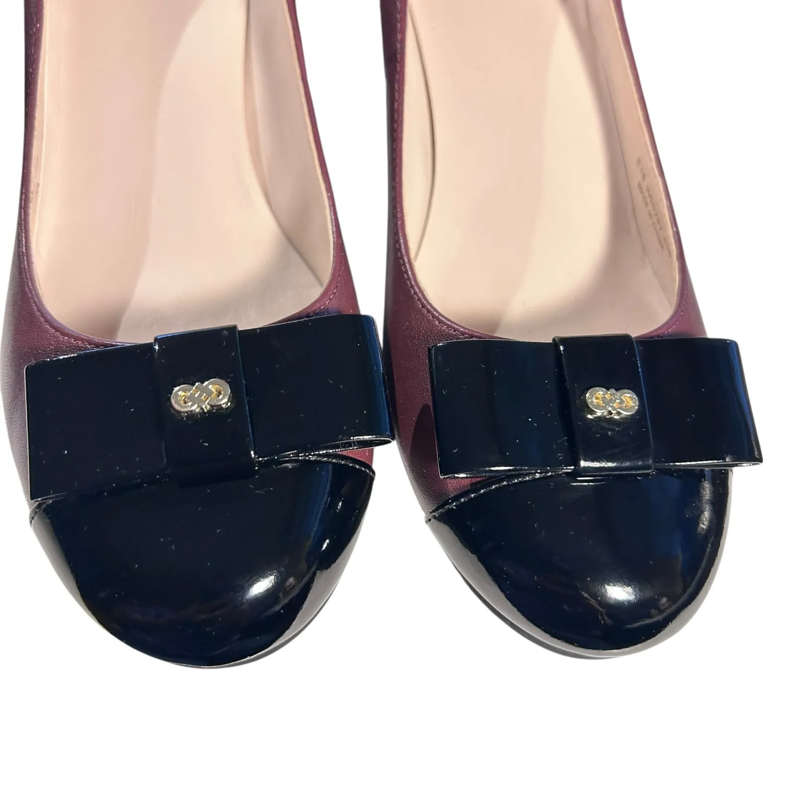 Cole Haan Elsie Grand OS Burgundy NWOB Tali Wedge w/ Black Patent Toe Bow SZ 5.5 - Image 6