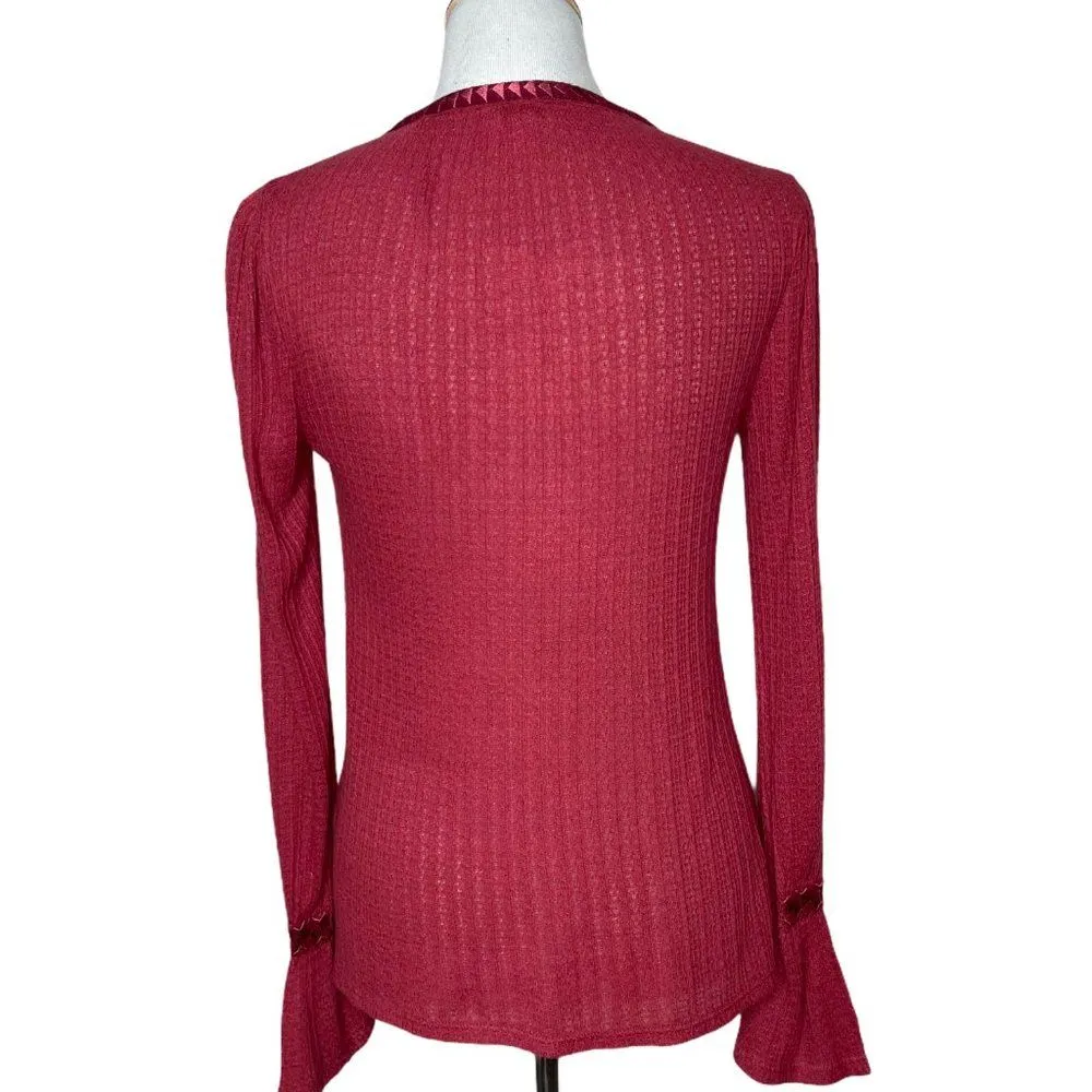 Lucky Brand Embroidered Top Womens XS Flare Sleeve‎ BOHO Festival Woven Blouse - Image 5