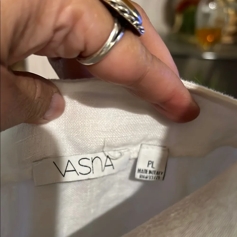 Vasna white lagon look made in Italy 100 % linen midi dress beach, vacation Size undefined - Image 2