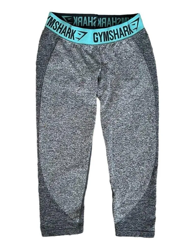 Gymshark Women’s Flex Cropped Low Rise Stretch Capri Leggings Charcoal Teal S - Image 2