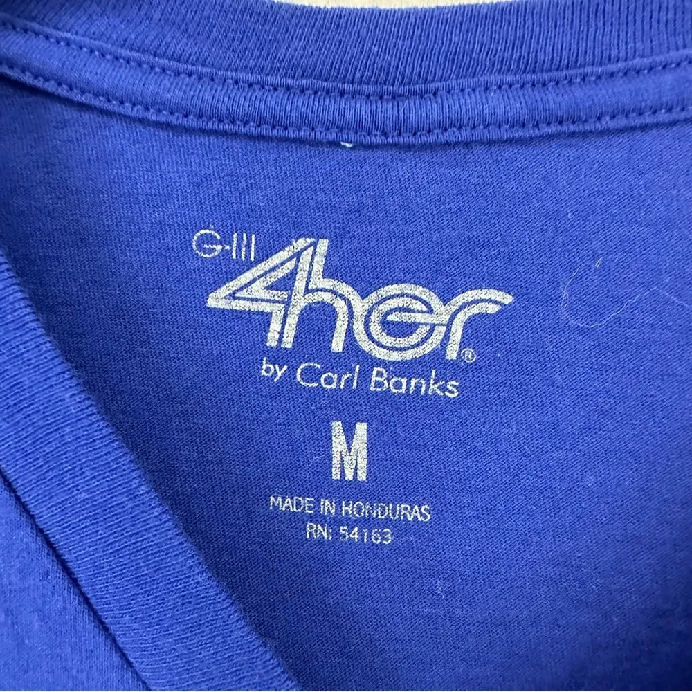 New York Mets World Series 2015 Baseball V Neck Short Sleeve T Shirt Womans M Bl Blue Size M - Image 3