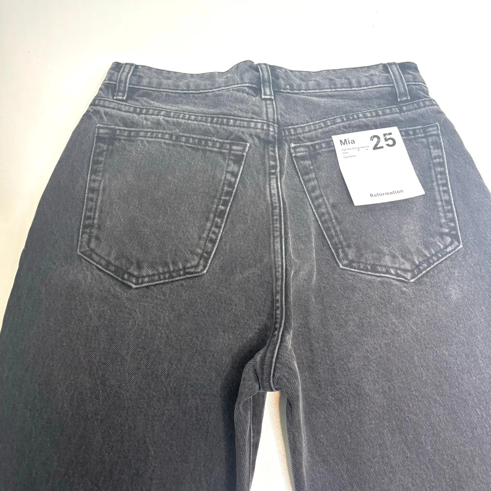 Reformation Mia Black High Rise Vintage Bootcut Jeans Rigid Denim Trinity 25 - Image 4