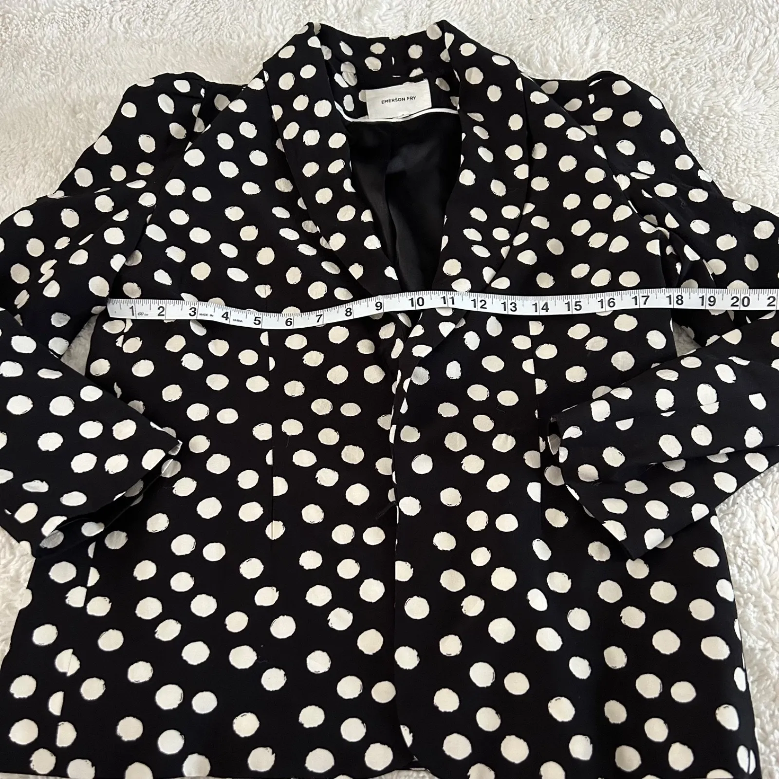Emerson Fry Womens Paris Jacket Polka a Dot Size S *Missing Belt* Made in USA Black - Image 3