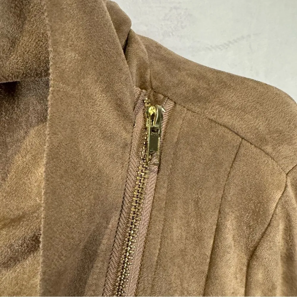 Umgee tan suede zip moto stlye jacket size small - Image 8