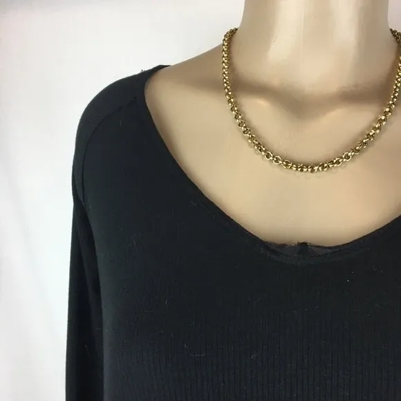 Free People Black Loose Fit Long Sleeve Asymmetric Hem Tunic Top XS - Image 4