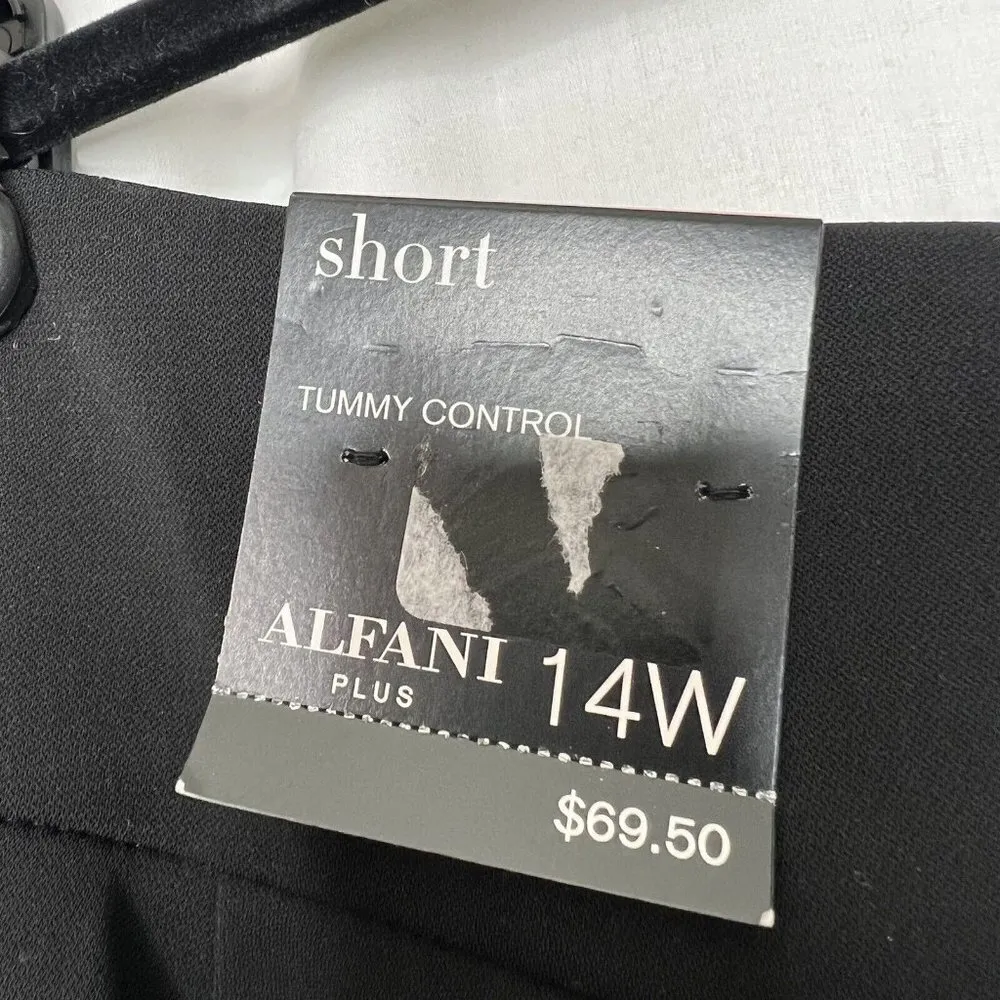 Alfani  Womens 14w‎ Shorts Solid Black Tummy Control Front Pockets - Image 6