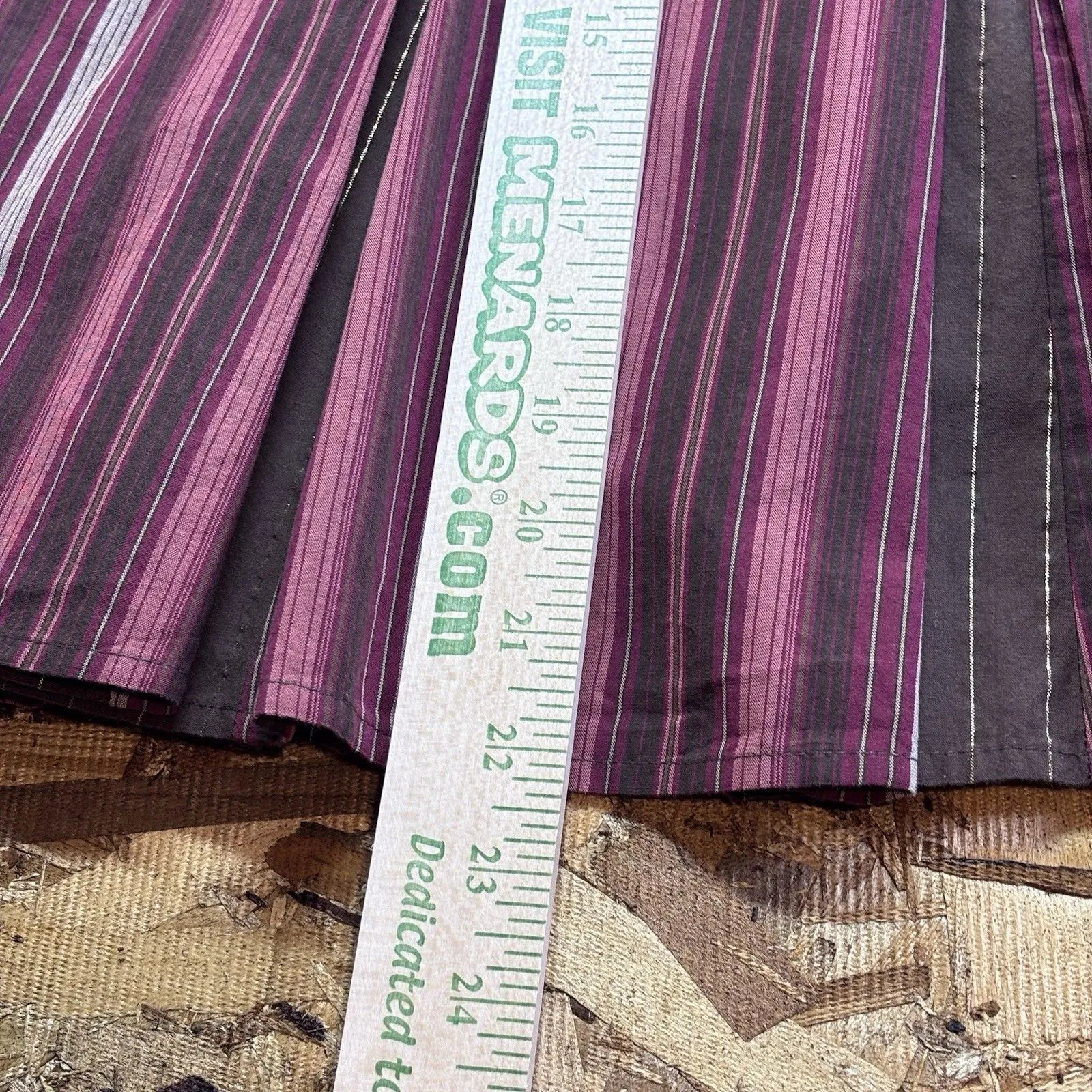 Apt.9 Women Pleated Skirt Brown/Burgundy Rust Striped Line A line 100% Cotton 8P - Image 8