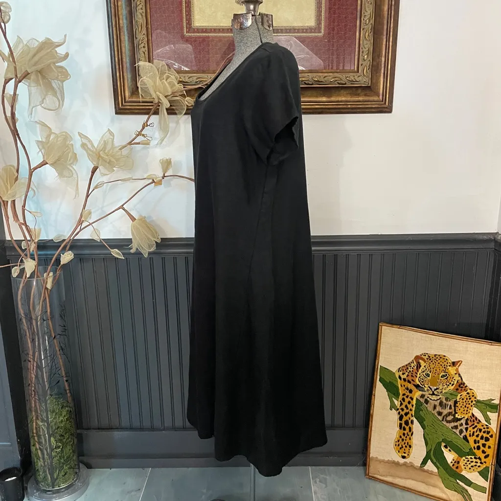 Flax Park Linen Short Sleeves Lagenlook Dress in Nine Iron Sz P (US 4-6) 💛🎀 - Image 6