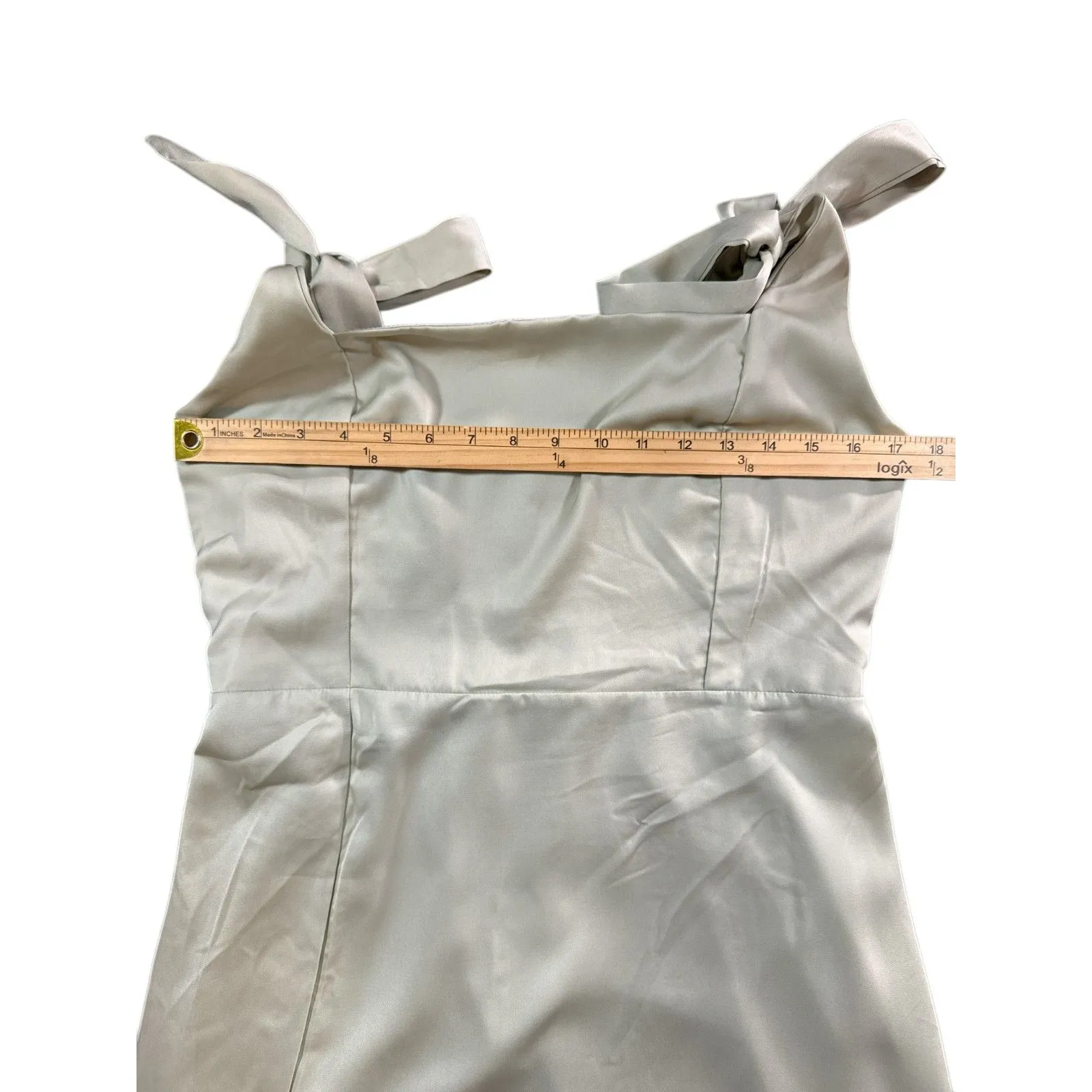 Satin Tea Green Maxi Dress Size L - Image 5