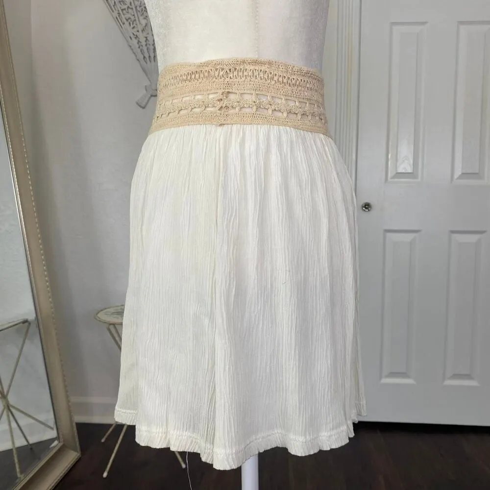 Papaya Vintage Deadstock Cream White Boho Lace Crochet Mini Skirt M - Image 3