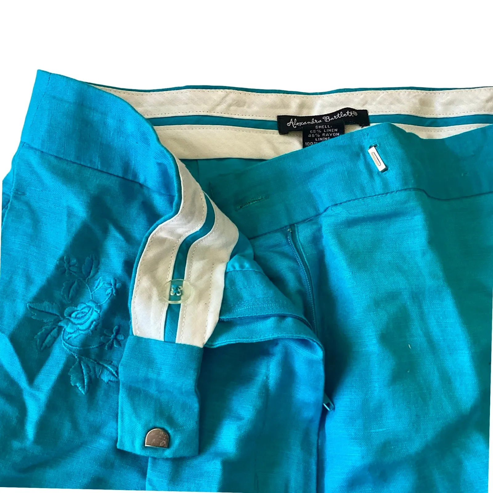 Alexandra Bartlett Linen Blend Pants Blue Size 8 - Image 2