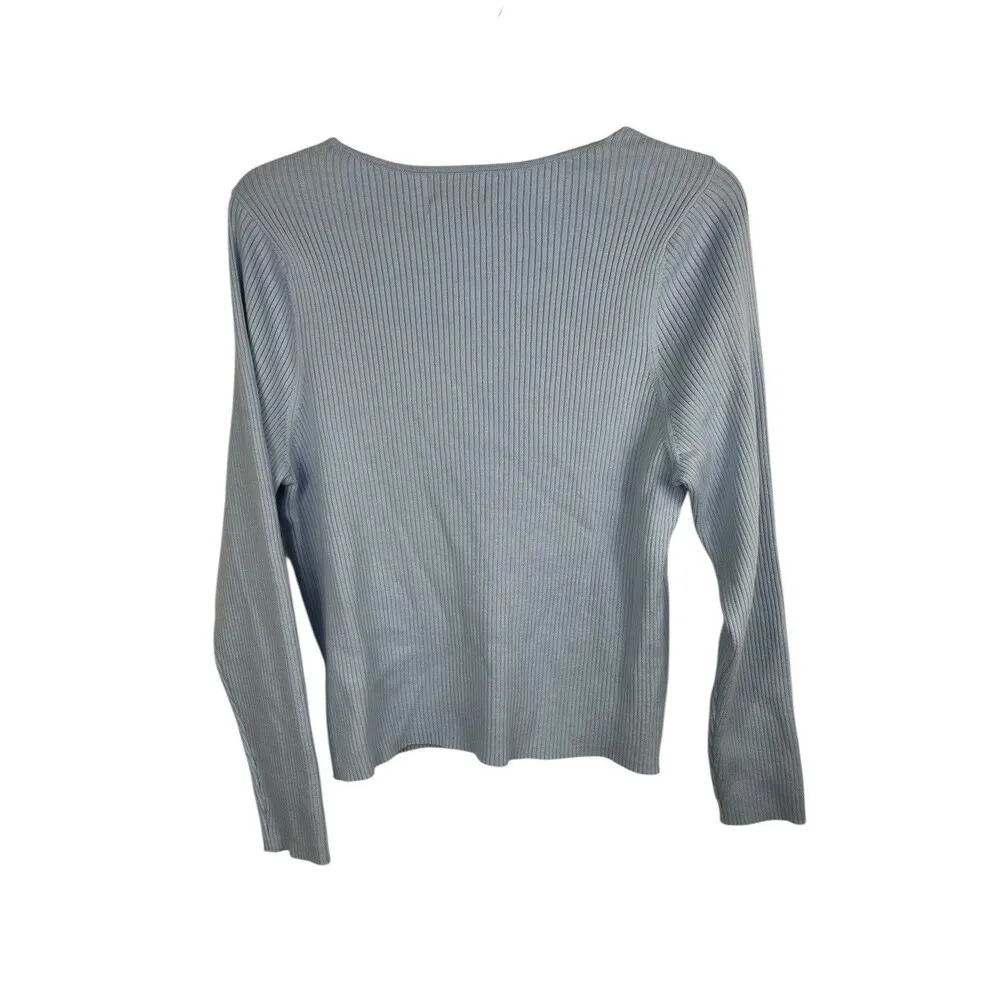 Old Navy Light Blue Ribbed Sweetheart Neckline Long Sleeve Sweater XXL NWT - Image 3