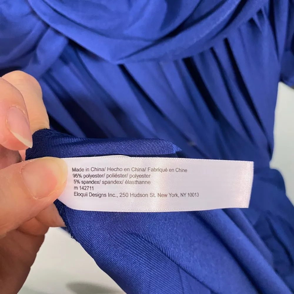 Eloquii Women's Navy Knot Front Pleated Skirt Long Sleeve Jersey Dress Size 24 - Image 10