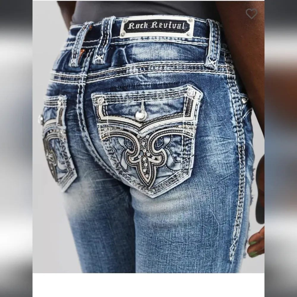 Rock Revival Peacock Mid Rise Skinny Size 28 NWOT - Image 4