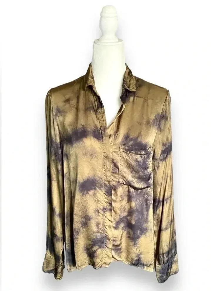 Revolve x Young Fabulous & Broke Susan Silky Button Up Blouse - Image 3