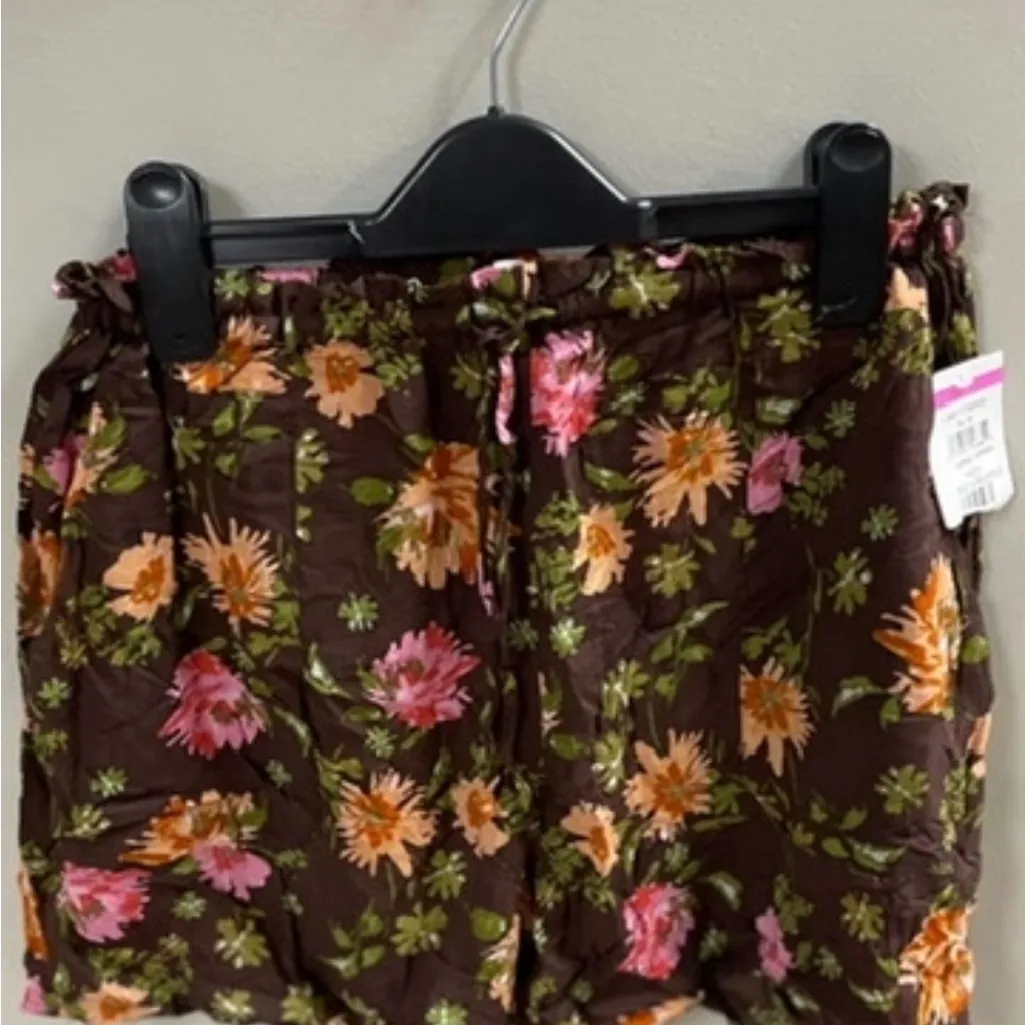 DR2 Shorts Brown Floral Drawstring Soft Comfy Women's Small New with Tags - Image 2