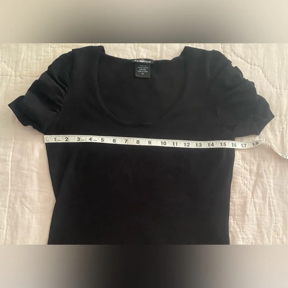 It’s Our Time Women’s Black Ruched Blouse Size M Comfy Career Top - Image 7