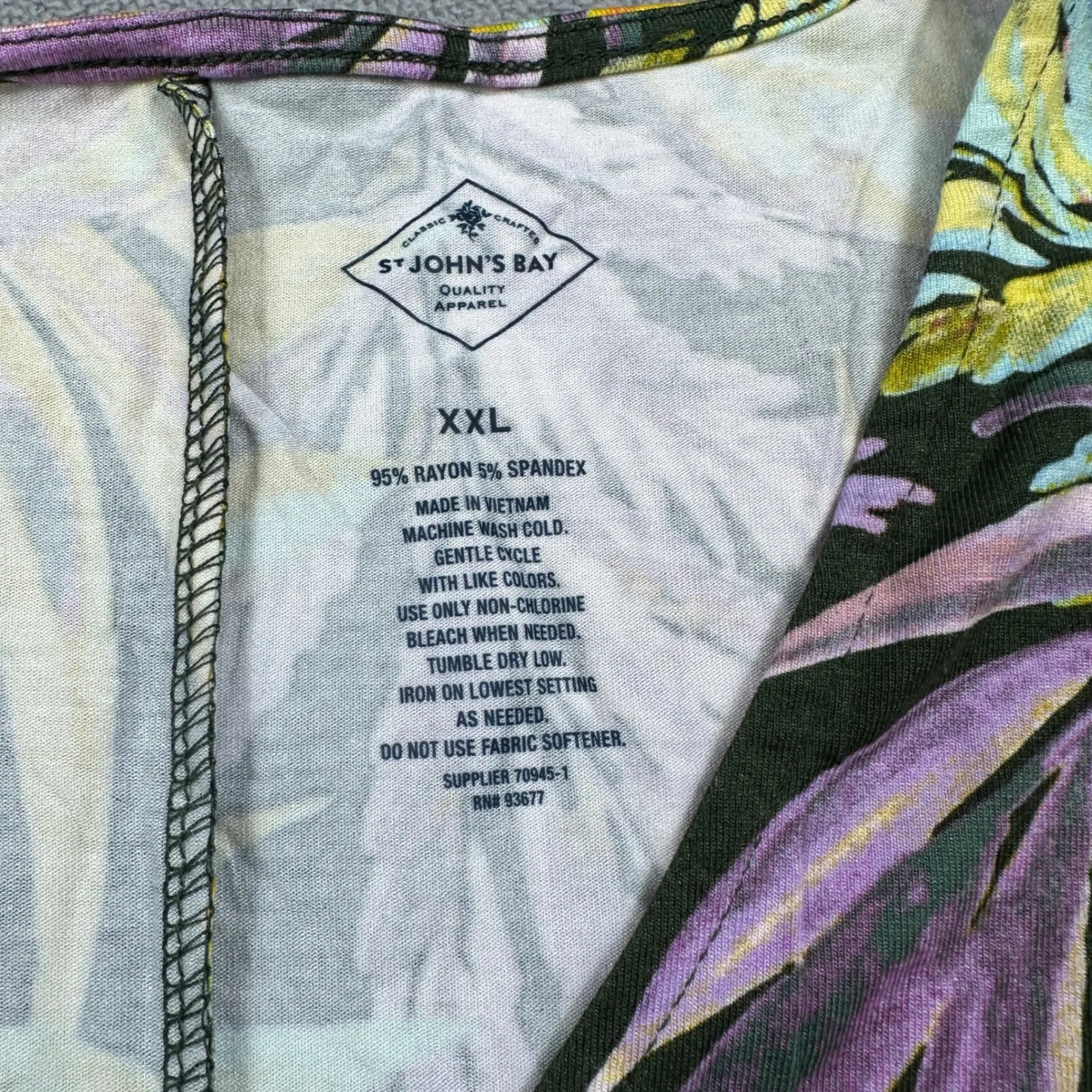 NWT St John's Bay Tank Dress XXL Olive Tropical Print V Neck Sleeveless JC Penny Green Size 00 - Image 3