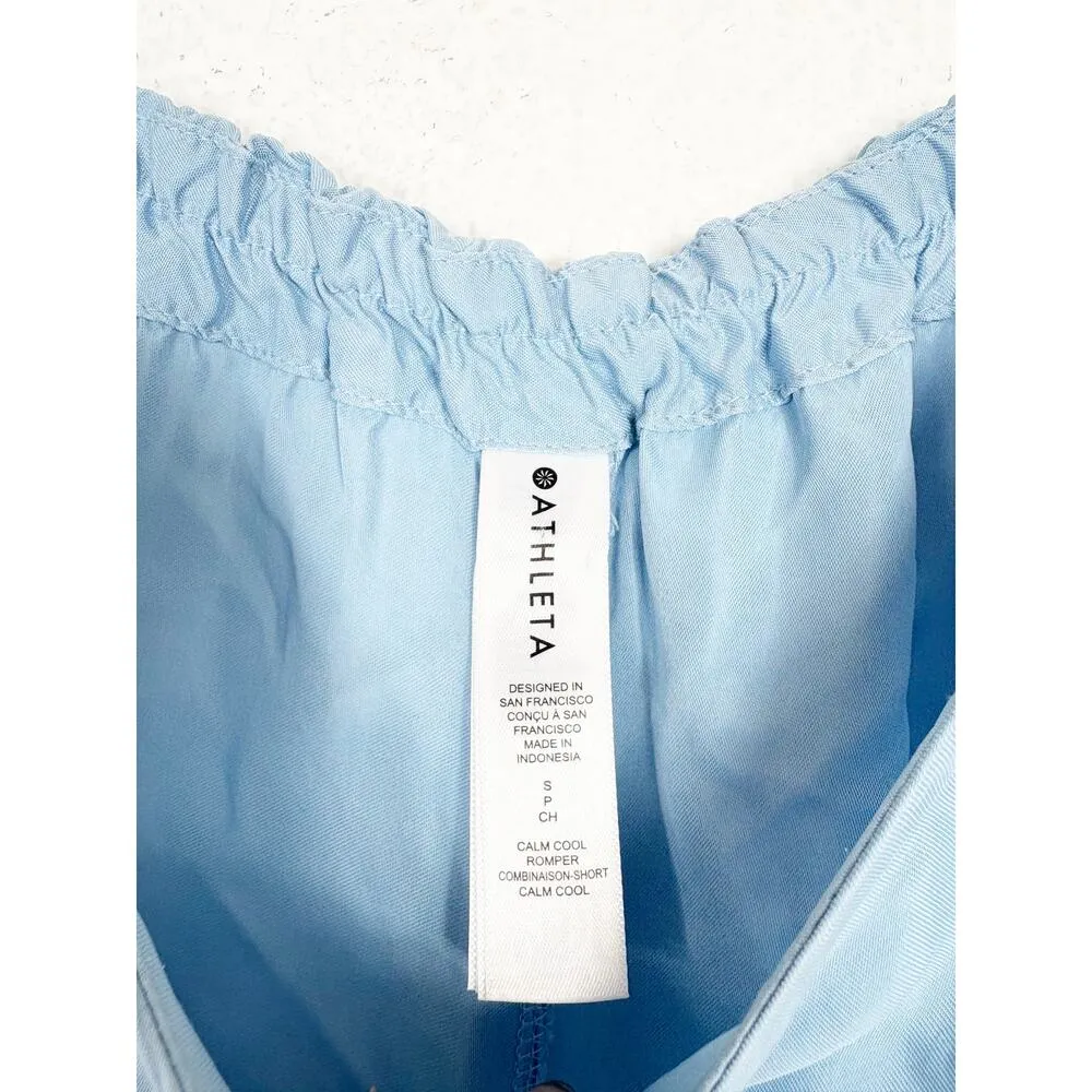 ATHLETA Calm Cool Romper Size Small Blue Satin Oversized Relaxed Boho - Image 5